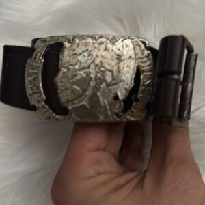 Diesel Silver and Brown Belt with Buckle